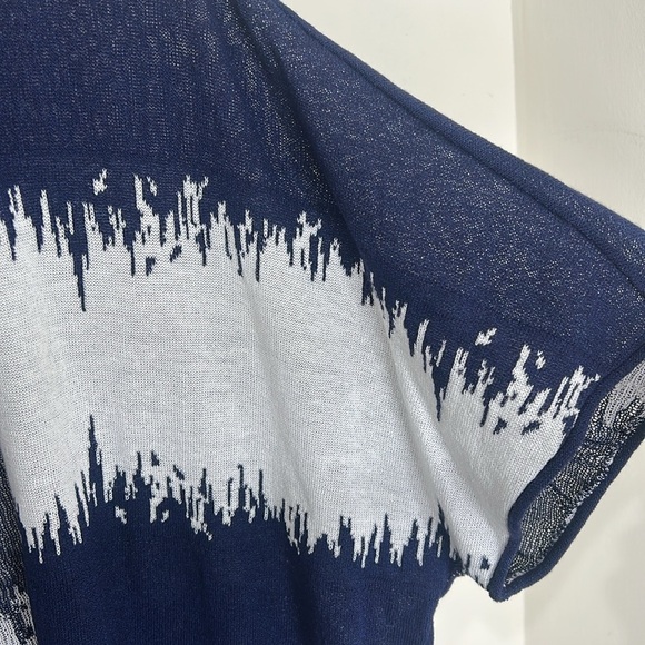 NWT CHICO’S Static Wave Kadie Cardi Jacket Midnight Blue White Size 0 Small - Picture 6 of 14